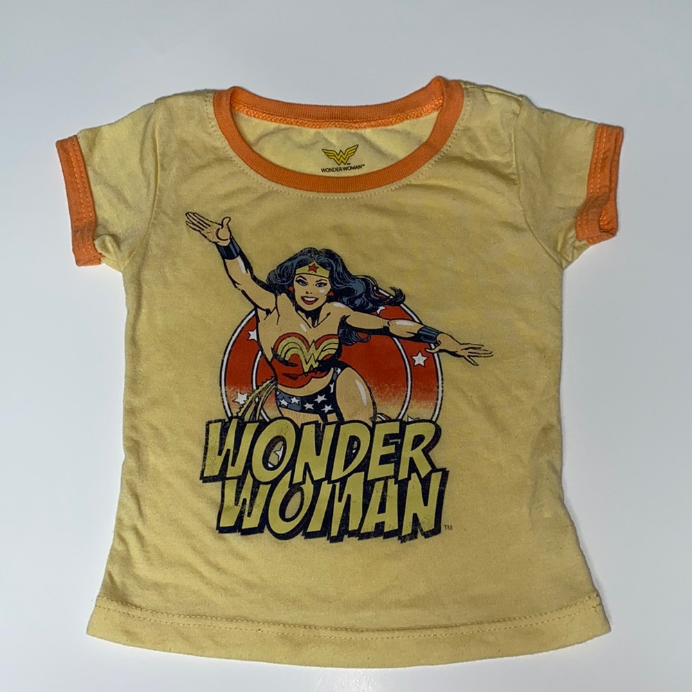 18M vintage style Wonder Woman t-shirt yellow with orange trim